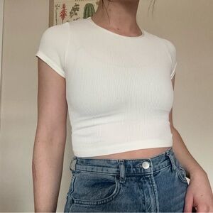 Out From Under ribbed white cropped tee minimal basic